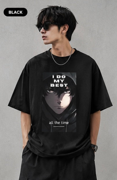 I Do My Best Oversized Anime Tee 🖤⚡